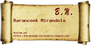 Barancsek Mirandola névjegykártya